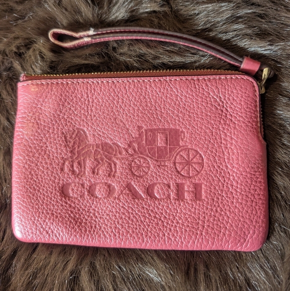 Coach Handbags - Coach Strawberry Haze Leather Wristlet